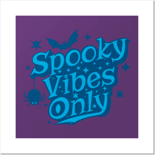 Spooky Vibes Cute Blue Retro Halloween Posters and Art